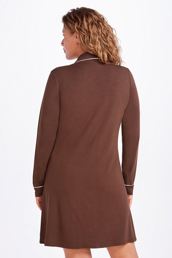 Camisola Manga Longa com Abertura Frontal Dreams Touch Cappuccino