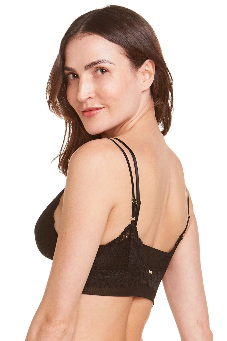 Top Duplo Em Renda Sorbet Preto