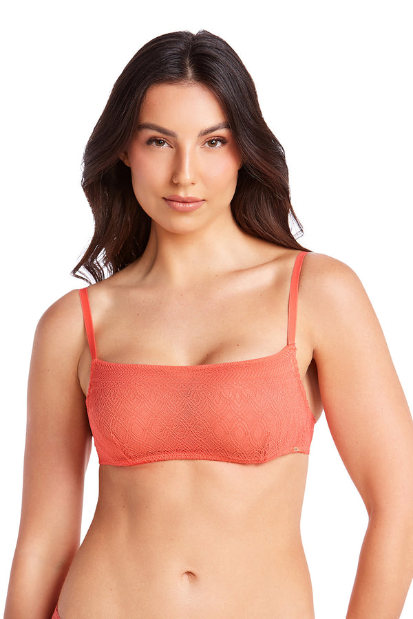 Sutiã Bandeau Renda Paris Laranja