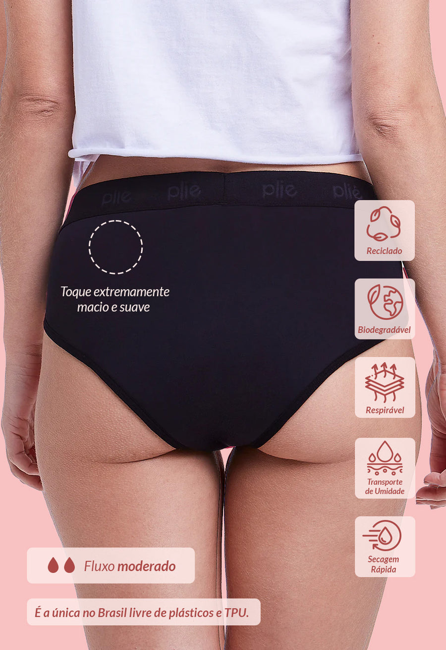 Calcinha Absorvente Cintura Alta M.E.S Dama Da Noite