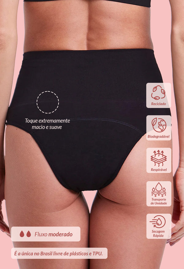 Calcinha Modeladora Absorvente Cós Duplo M.E.S. Afina Cintura Dama Da Noite