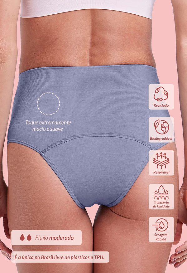 Calcinha Modeladora Absorvente Cós Duplo M.E.S. Afina Cintura Hortênsia