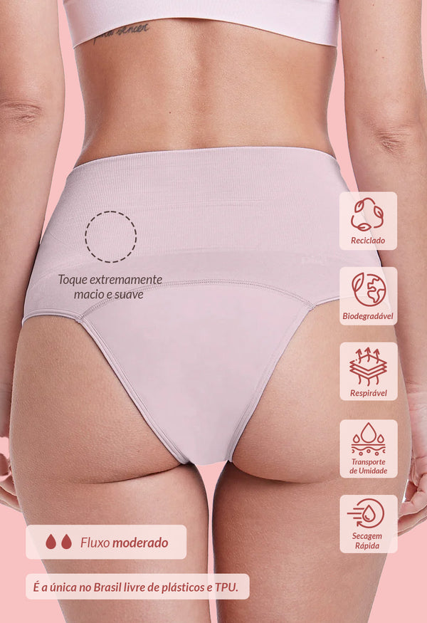 Calcinha Modeladora Absorvente Cós Duplo M.E.S. Afina Cintura Peônia