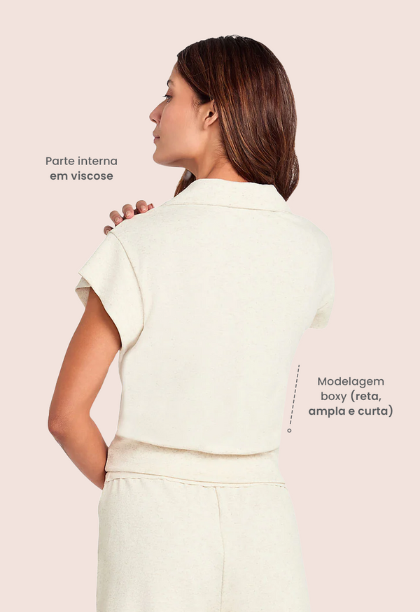 T-shirt Polo Athleisure Linho Off White