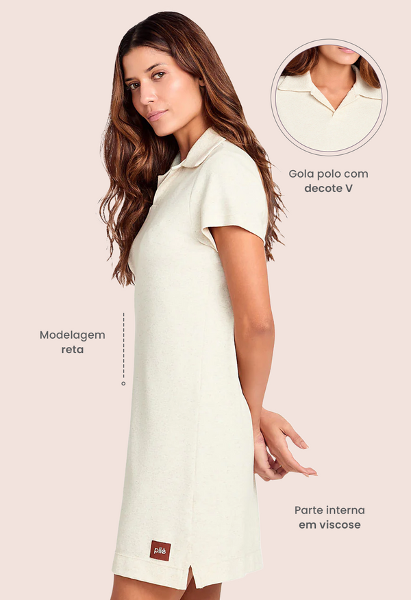 Vestido Polo Athleisure Linho Off White