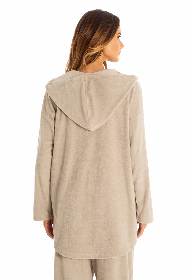 Blusa Estonada Com Capuz Manga Longa Athleisure Spa Platinum