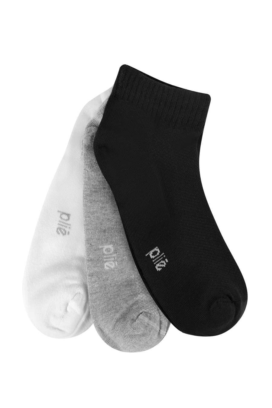 Kit 3 Pares Meia Soquete Branco, Mescla e Preto