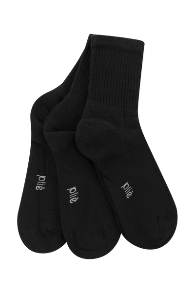 Kit 3 Pares Meia Esportiva Preto