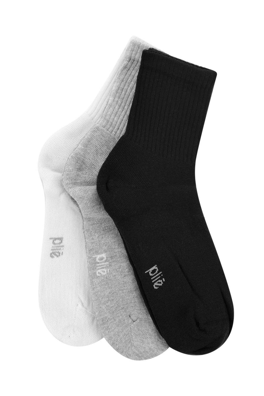 Kit 3 Pares Meia Esportiva Branco, Mescla e Preto
