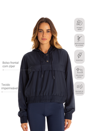 Jaqueta Corta Vento Fitness Impulse Marinho