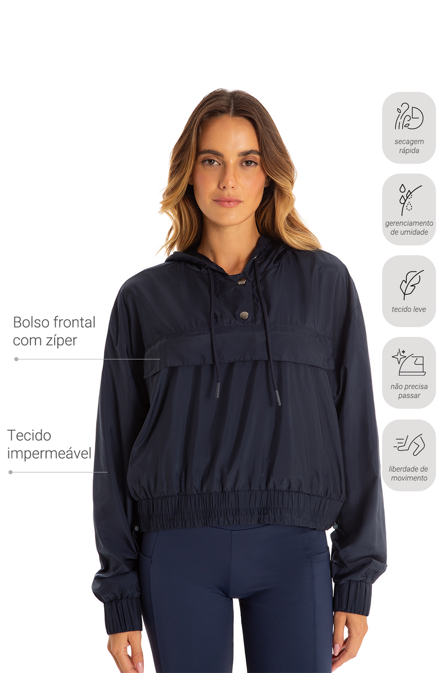 Jaqueta Impermeável Fitness Impulse Marinho