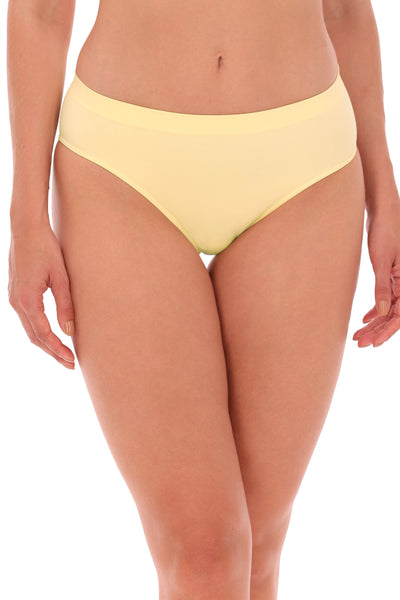 Calcinha Básica Cintura Média Com Fundo De Algodão Amarelo Claro