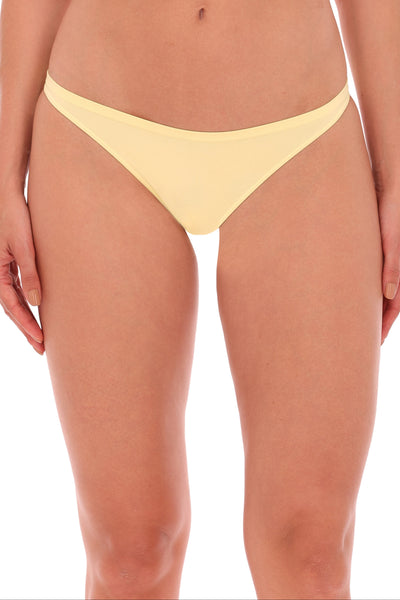 Calcinha Básica Tanga Com Fundo De Algodão Amarelo Claro