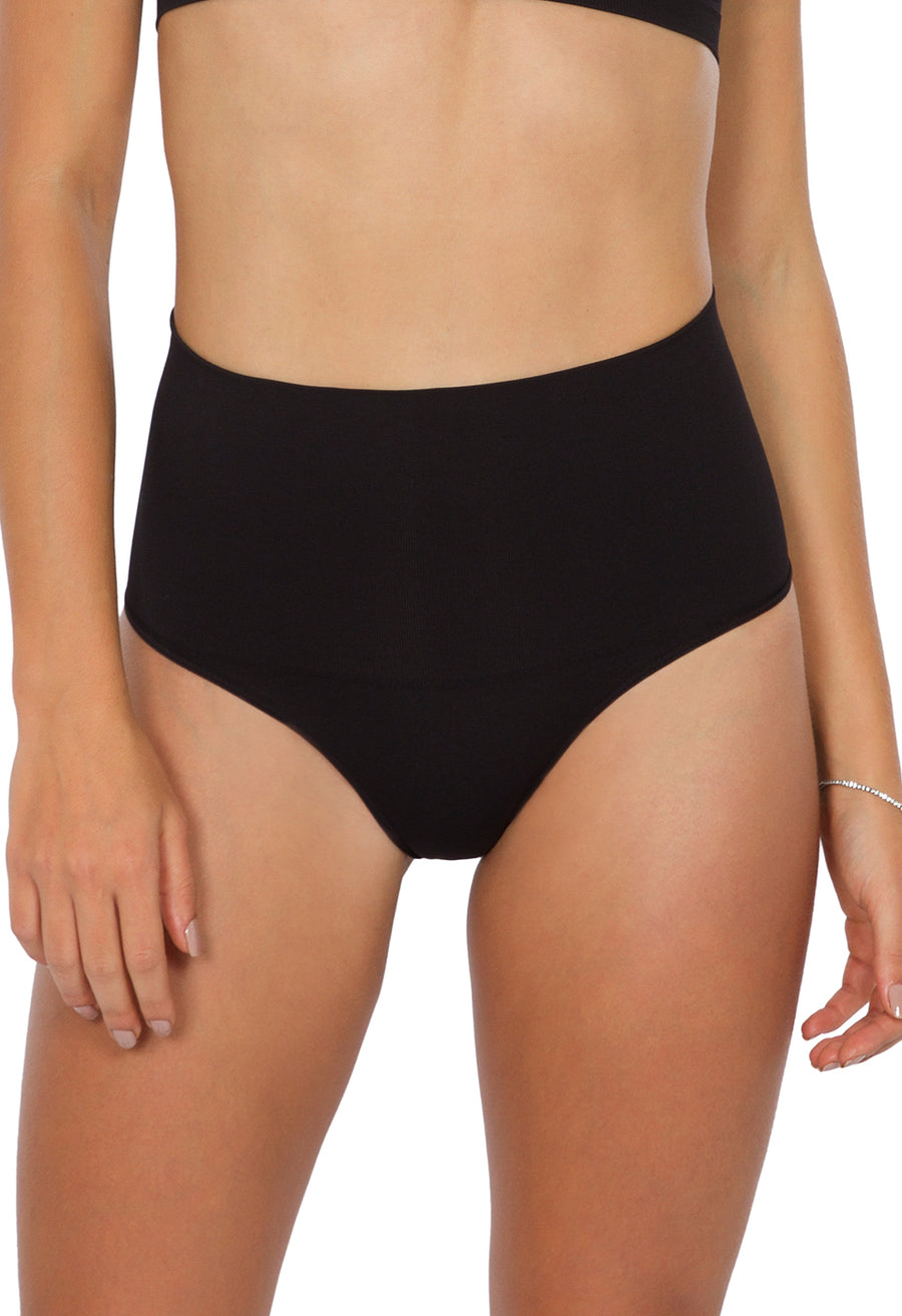 Calcinha Modeladora Cintura Alta Tecido Duplo Afina Cintura Preto