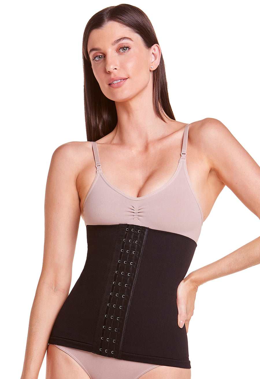 Corset Modelador Com Barbatana E Tecido Duplo Afina Cintura Preto