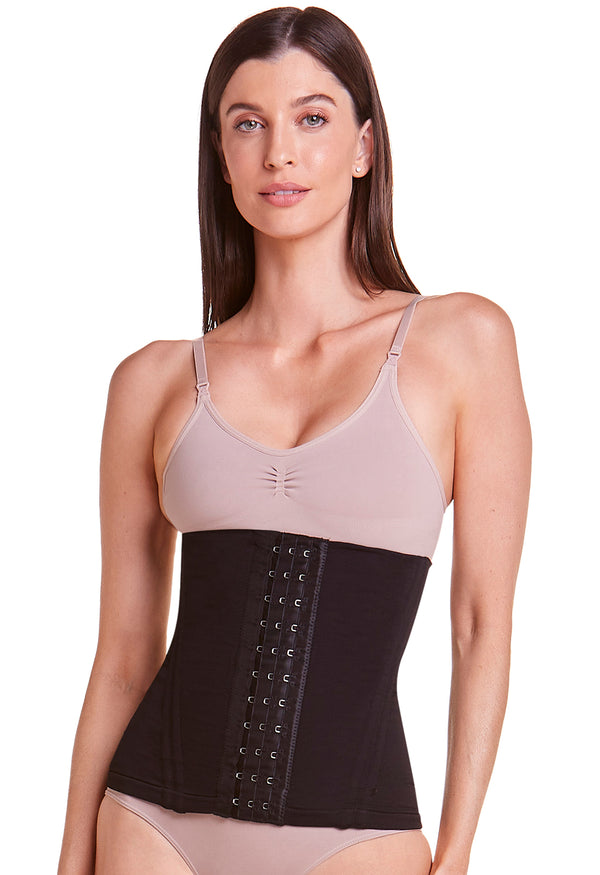 Corset Modelador Com Barbatana E Tecido Duplo Afina Cintura Preto