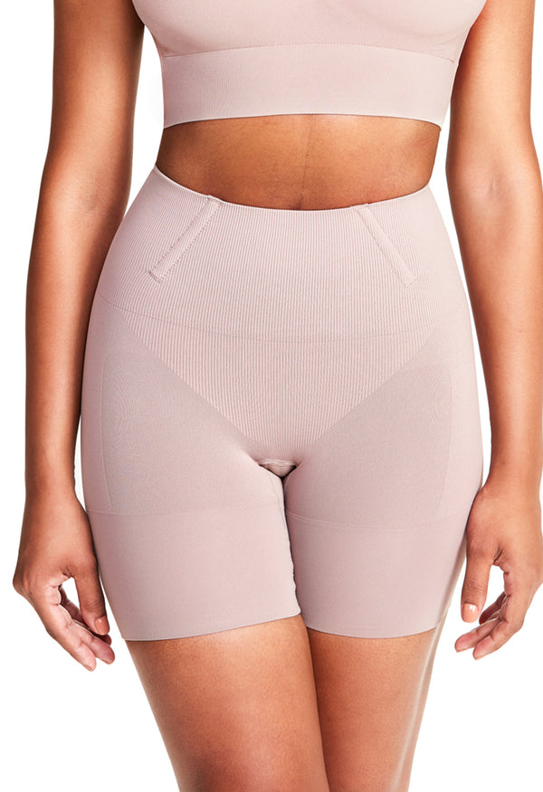 Shorts Modelador Cintura Alta Com Barbatana Afina Cintura Blush