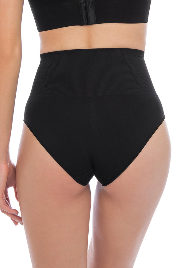 Calcinha Modeladora Cintura Alta Com Barbatana Afina Cintura Preto