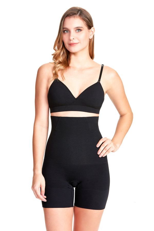 Shorts Modelador Abdominal Com Barbatana Afina Cintura Preto