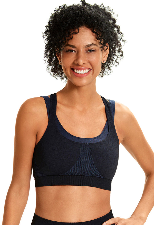 Top Duplo Fitness Com Detalhe Costas Azul Mescla