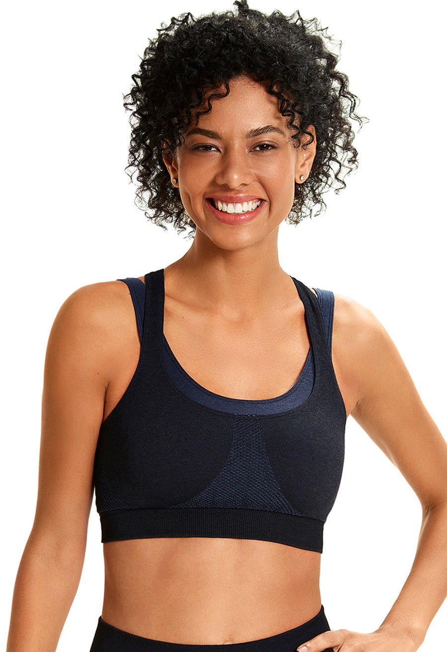 Top Duplo Fitness Com Detalhe Costas Azul Mescla