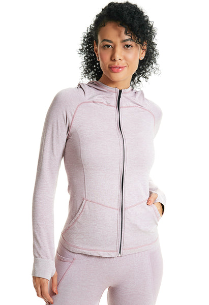 Jaqueta Fitness Gola Alta Com Capuz Rosa