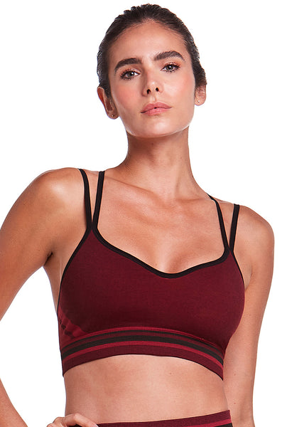 Top Fitness Com Bojo Removível Stripes Cereja
