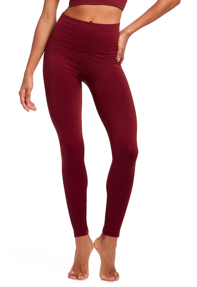 Legging Fitness Cintura Alta Tecido Texturizado Grená