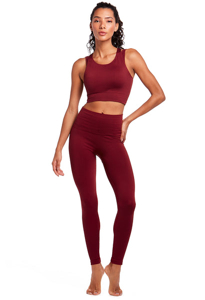 Legging Fitness Cintura Alta Tecido Texturizado Grená