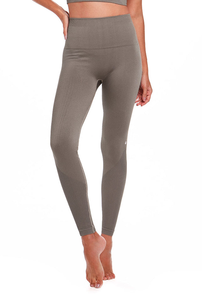 Legging Fitness Cintura Alta Tecido Texturizado Sépia