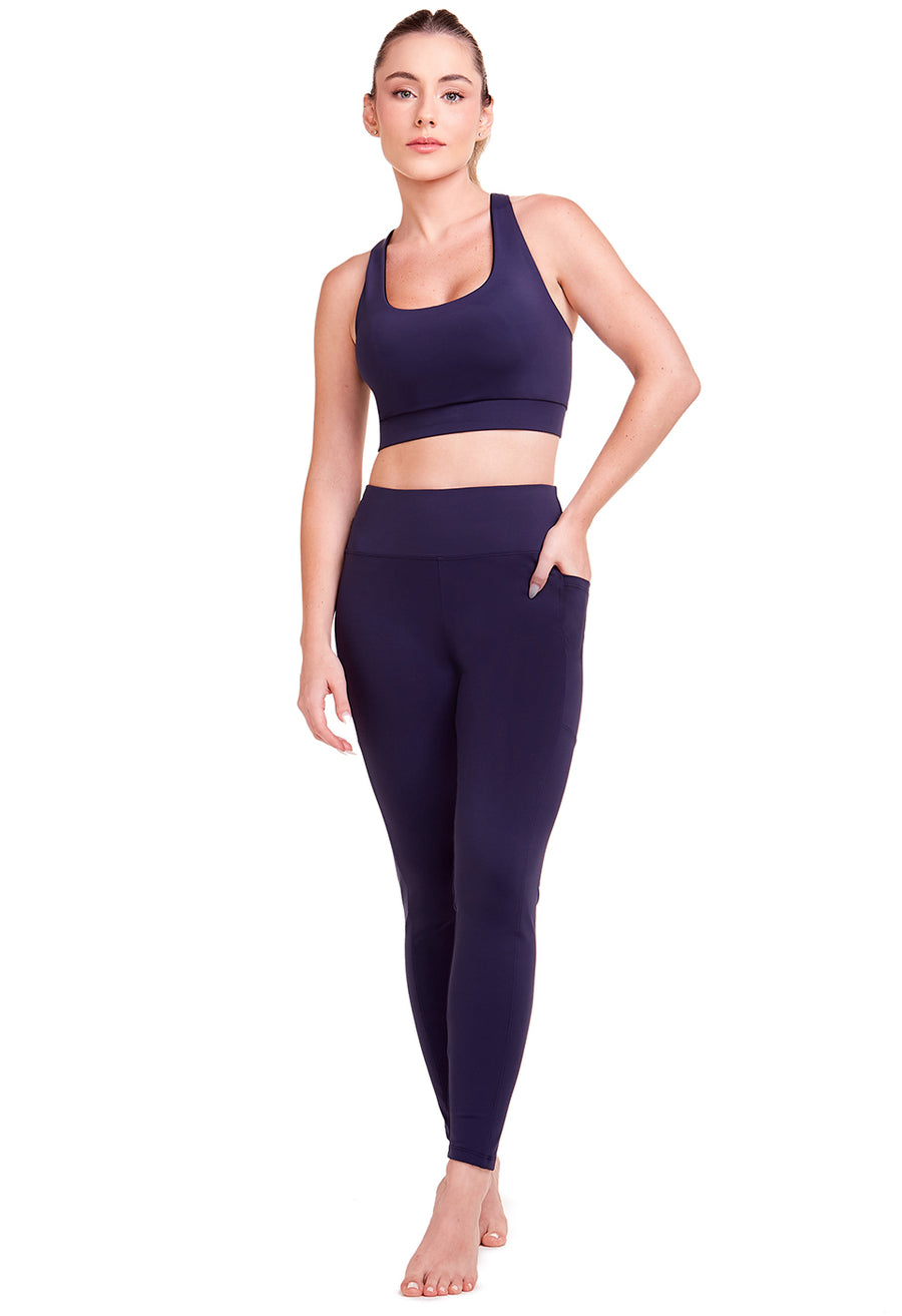 Legging Fitness Em Microfibra Com Bolso Índigo