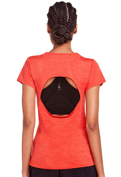 Camiseta Fitness Costas Abertas Coral