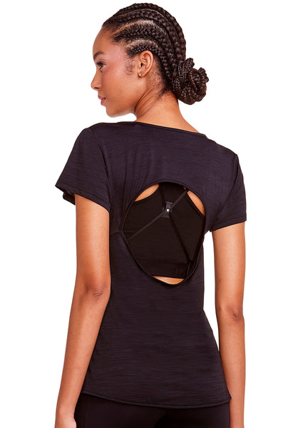 Camiseta Fitness Costas Abertas Preto