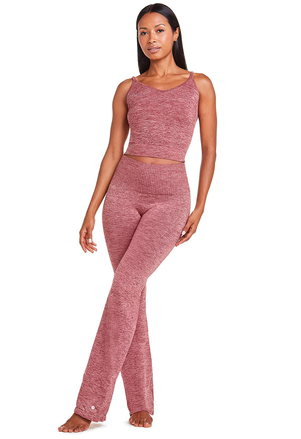 Calça Flare Cós Alto Fitness Yoga Cereja