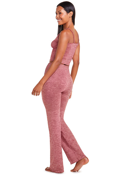 Calça Flare Cós Alto Fitness Yoga Cereja