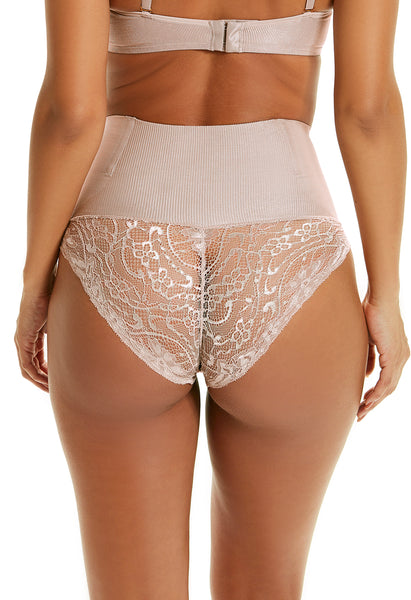Calcinha Modeladora Fio Dental Cintura Alta Com Renda Blush