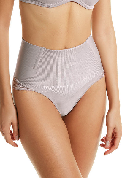 Calcinha Modeladora Fio Dental Cintura Alta Com Renda Lavanda