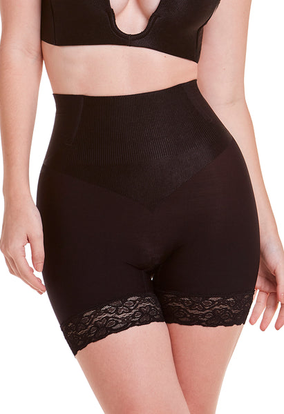 Short Modelador Abdominal Com Renda Black