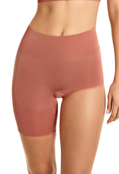 Bermuda Modeladora Leve Compressão Cintura Alta Fenda Direita Bronzer
