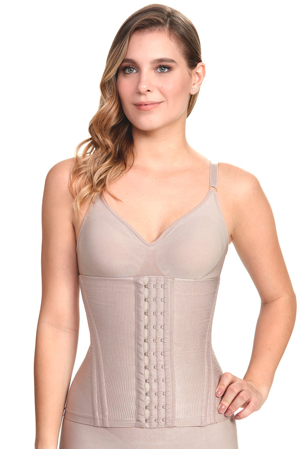 Corset Modelador Com Barbatana E Tecido Leve Afina Cintura Blush