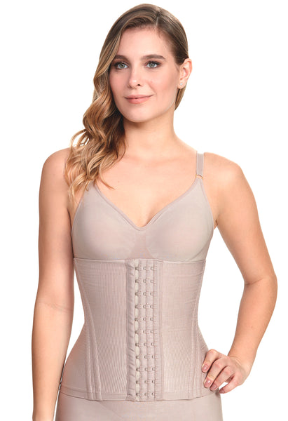 Corset Alta Compressão Com Barbatana Tecido Leve Blush