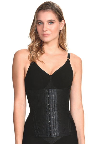 Corset Alta Compressão Com Barbatana Tecido Leve Black