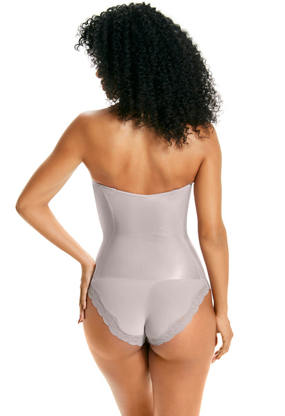 Body Modelador Bustiê Com Renda E Alças Removíveis Lavanda