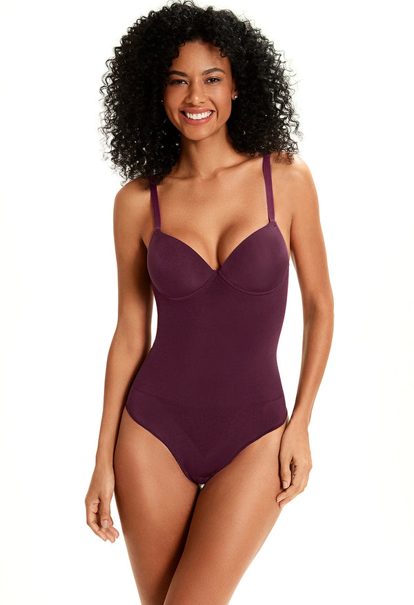Body Modelador Com Bojo E Alças Transpassadas Afina Cintura Berry