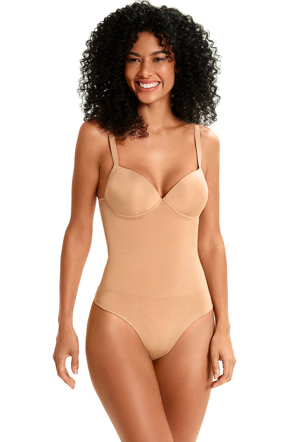 Body Modelador Com Bojo E Alças Transpassadas Afina Cintura Matte