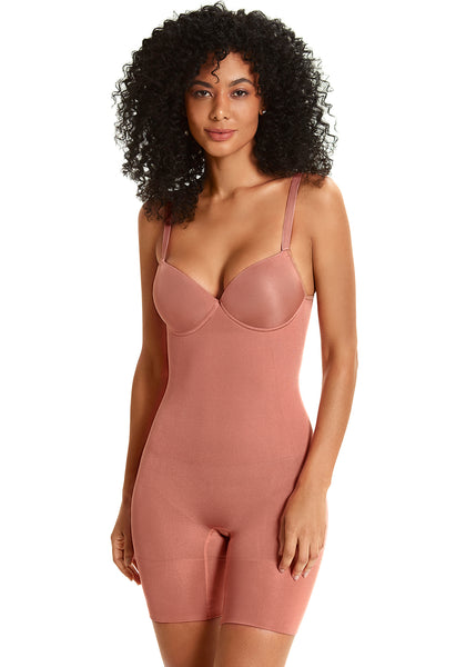Body Macaquinho Leve Compressão Com Bojo E Alças Transpassadas Bronzer