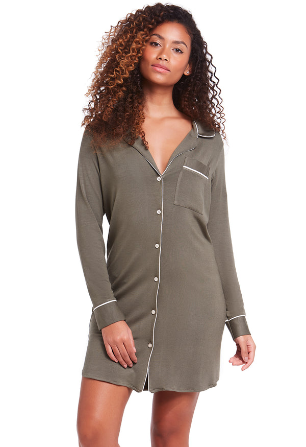 Camisola Manga Longa Com Abertura Frontal Verde Cidreira