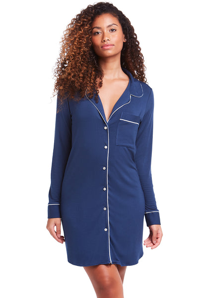 Camisola Manga Longa Com Abertura Frontal Azul Sonho