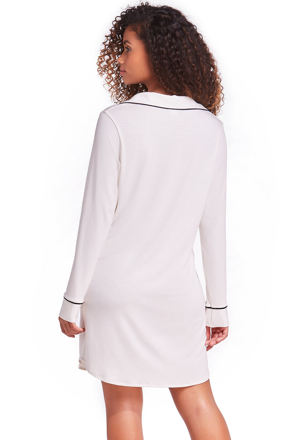 Camisola Manga Longa Com Abertura Frontal Mingau