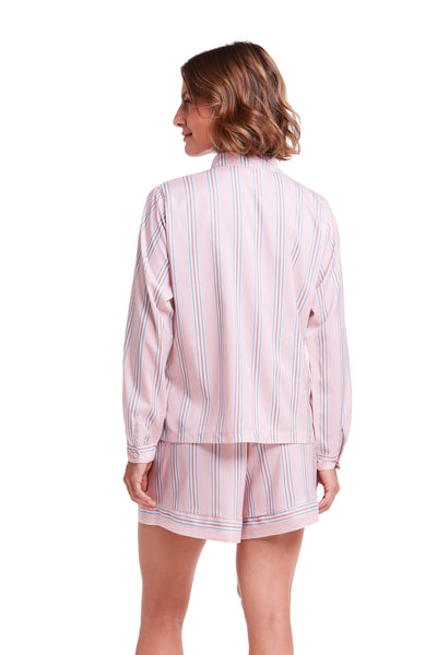 Camisa Listrada De Cetim Dreams Rosa Nascente